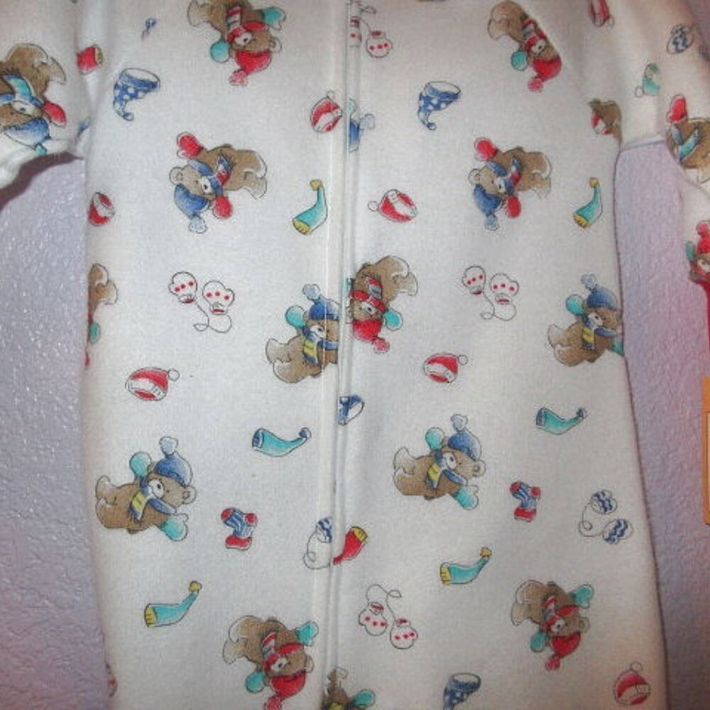 Vtg Carter's Baby Teddy Bears Footed Pajama Sleeper Size 2T Cozy Fleece NWT - Picture 3 of 11